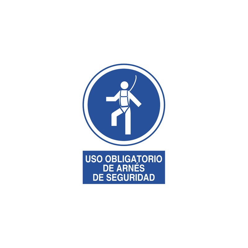 Uso obligatorio de arnés de seguridad señal conforme a ISO 7010